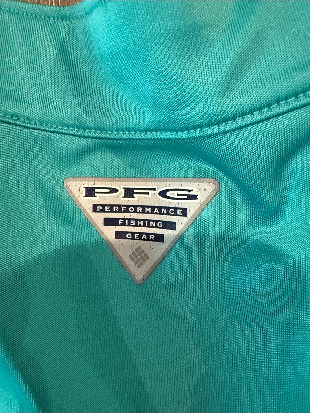 Columbia PFG Teal Quarter-Zip Long Sleeve Pullover - Picture 3 of 5